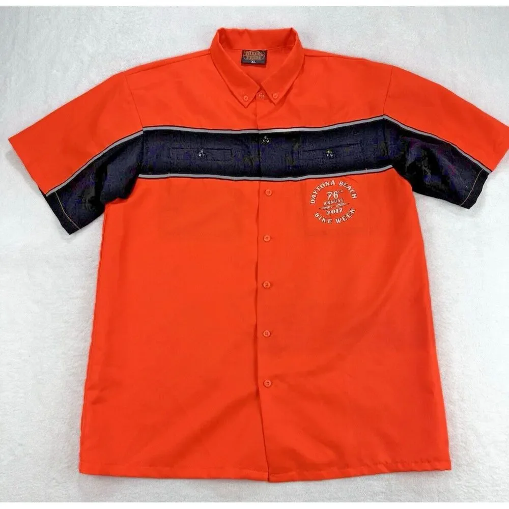 Biker's Pride Daytona Beach 76th Annual Bike Week 2017 Men XL Orange Black Shirt